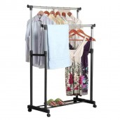 Cloth Hanger Tidy Rail - Black and Silver