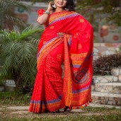 Balaka Silk with block & embroidery saree (Code : 485)