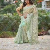 Exclusive Organza party saree with blouse pcs  (Code : 489)