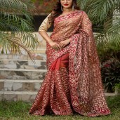 Exclusive Organza party saree with blouse pcs  (Code : 482)