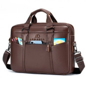 Genuine Leather Briefcase Type Laptop Document Carry A4 Messenger Bag