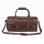 Genuine Leather Travel Bag with Shoe Compartment