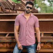 Half Sleeve Stretch Casual Shirt (Maroon).jpg