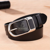 High Quality Genuine Leather Belt With Leather Buckle (Black Color)