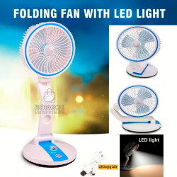 LR 2018 Rechargeable Folding Fan With LED Light  ( 1600 mAh Battery) 