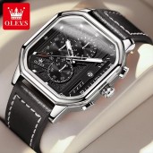 OLEVS Luxury Square Leather Quartz Watch For Men - Watch For Men