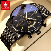 OLEVS Men's Watch Waterproof Luminous Wrist Watch Quartz Stainless Black 