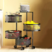4 Layer (Round) Full Metal Fruit/Vegetable Rack with Wheels