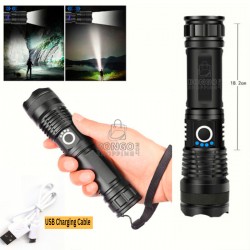 China Rechargeable Waterproof Zoom LED Flashlight USB Torch Light