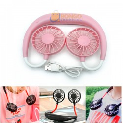 USB Rechargeable Personal Mini Neck Double Fans 3 Speed 